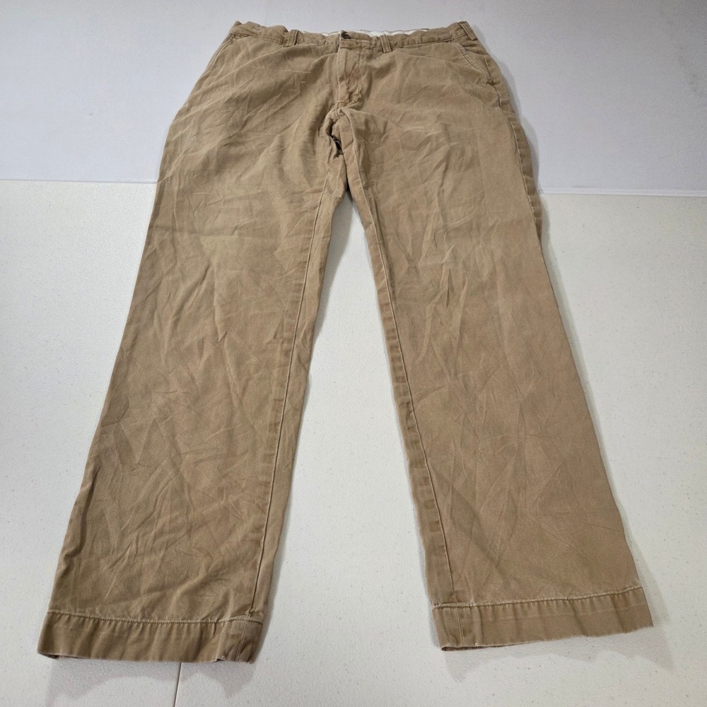 Polo Ralph Lauren Mens Khaki Tan Cotton Chino Pants 36x34 Straight Leg Casual